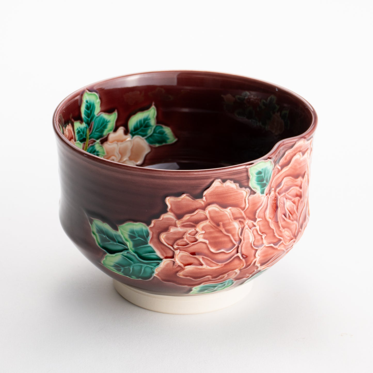 【清水焼】抹茶碗　赤紫交趾 バラ　山本一如 KOTOPOTTER