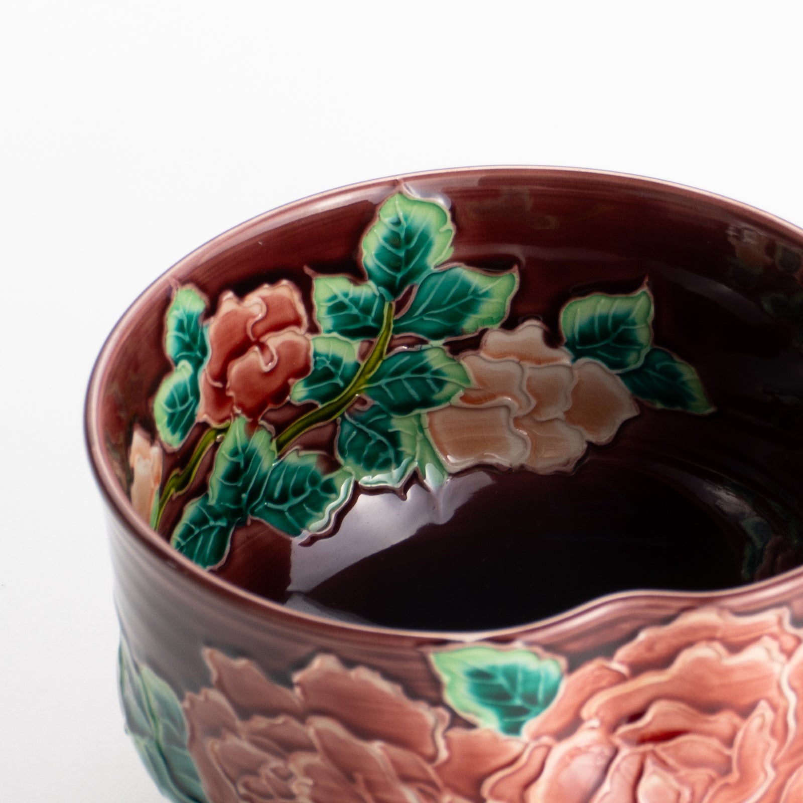 【清水焼】抹茶碗　赤紫交趾 バラ　山本一如 KOTOPOTTER