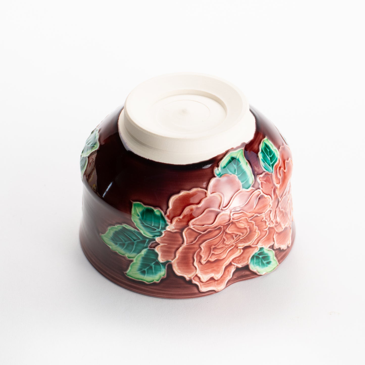 【清水焼】抹茶碗　赤紫交趾 バラ　山本一如 KOTOPOTTER