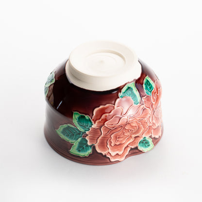 【清水焼】抹茶碗　赤紫交趾 バラ　山本一如 KOTOPOTTER
