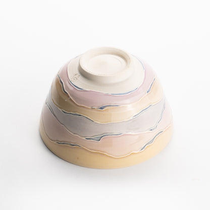 【清水焼】抹茶碗　淡桃交趾 朝焼け鶴　山本一如 KOTOPOTTER