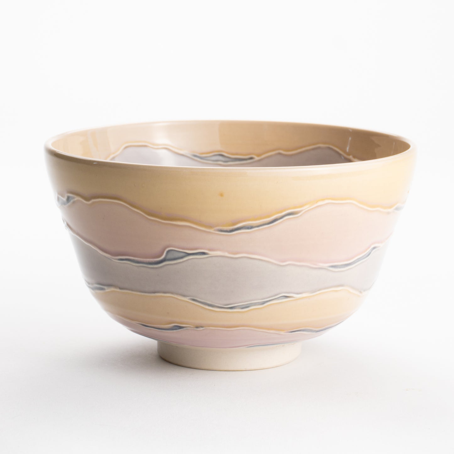 【清水焼】抹茶碗　淡桃交趾 朝焼け鶴　山本一如 KOTOPOTTER