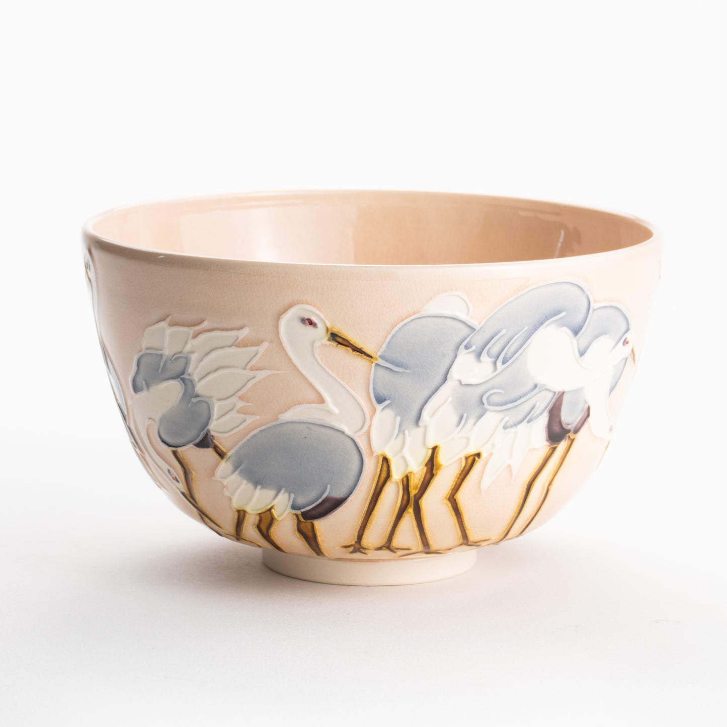 【清水焼】抹茶碗　交趾 立鶴　山本一如 KOTOPOTTER