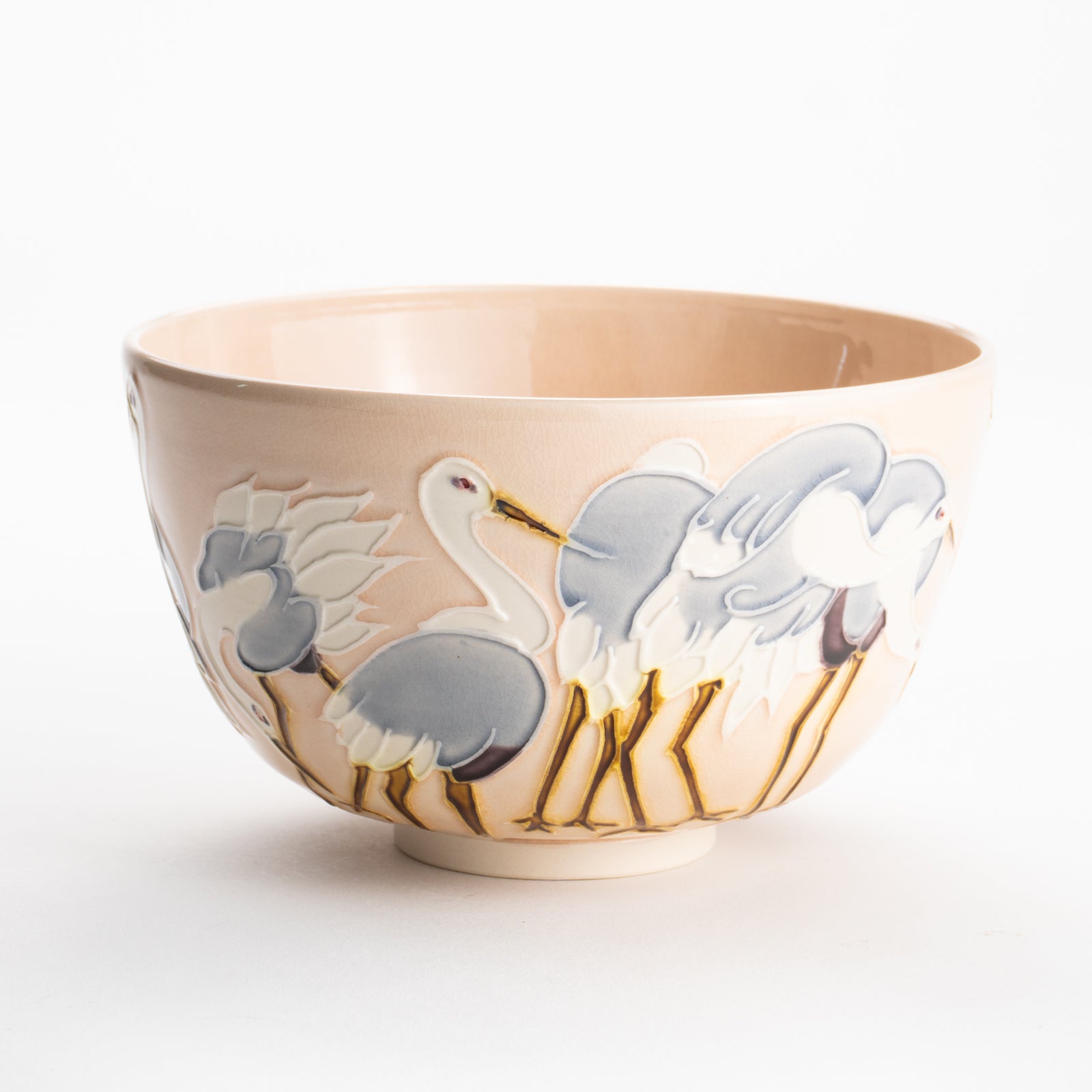 【清水焼】抹茶碗　交趾 立鶴　山本一如 KOTOPOTTER