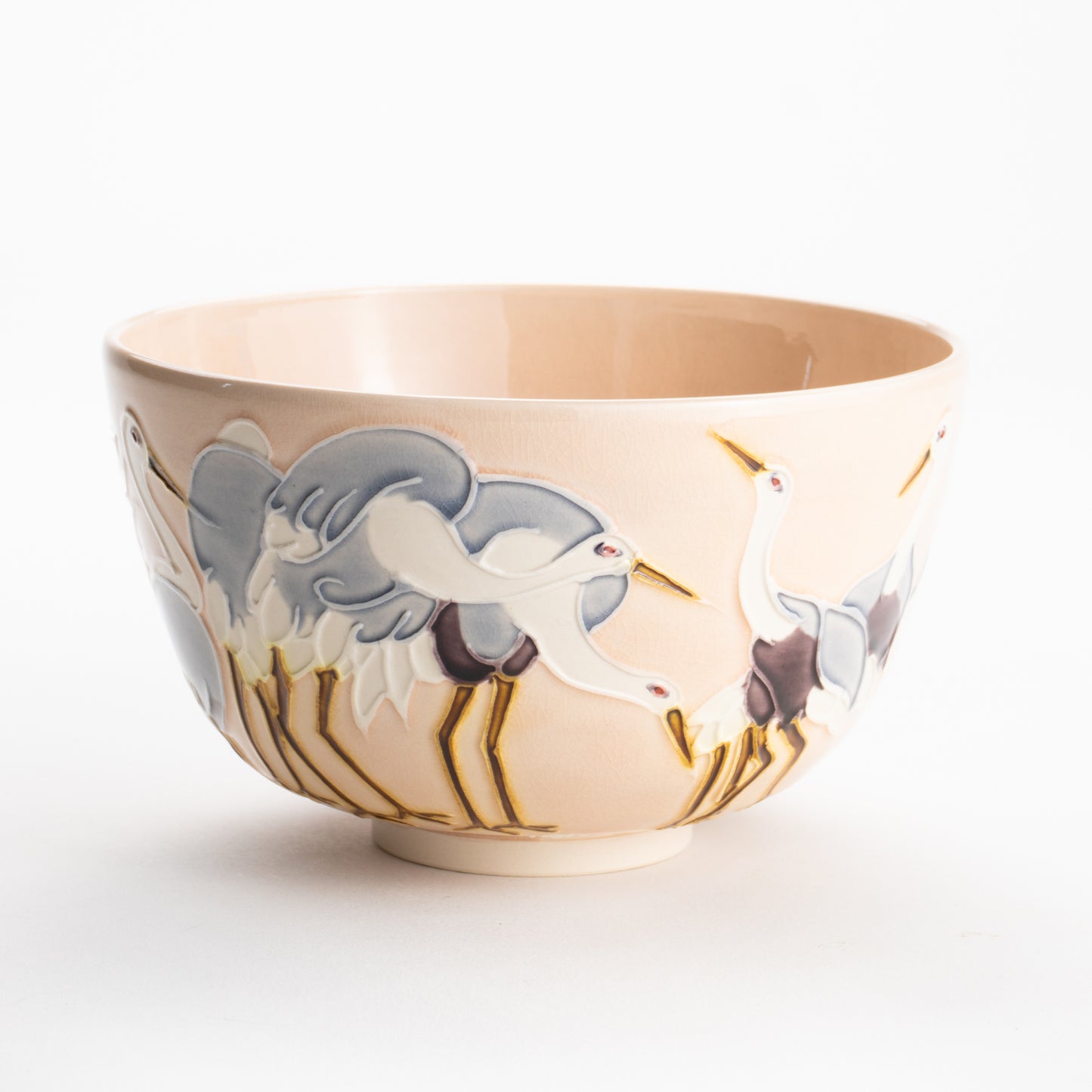 【清水焼】抹茶碗　交趾 立鶴　山本一如 KOTOPOTTER