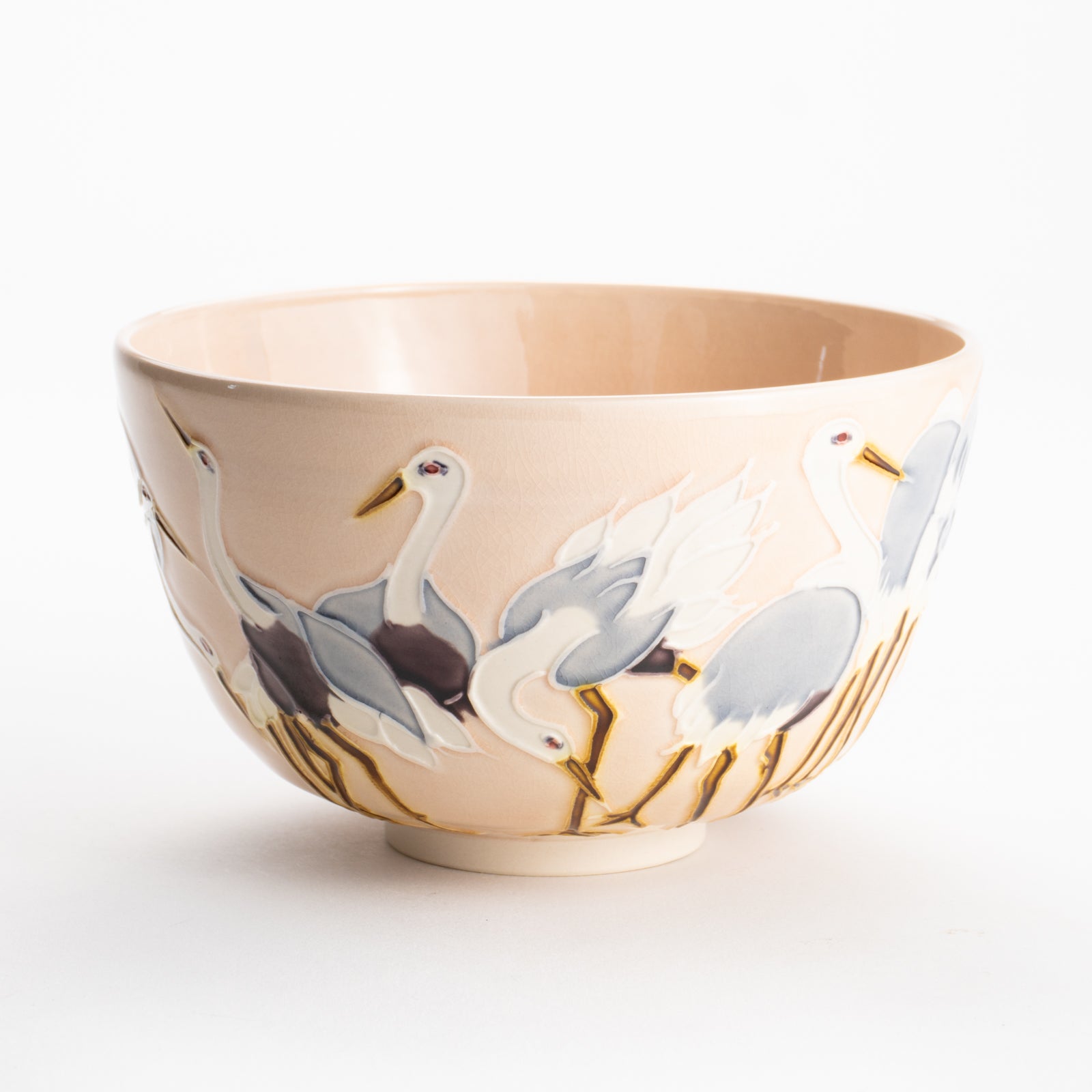 【清水焼】抹茶碗　交趾 立鶴　山本一如 KOTOPOTTER