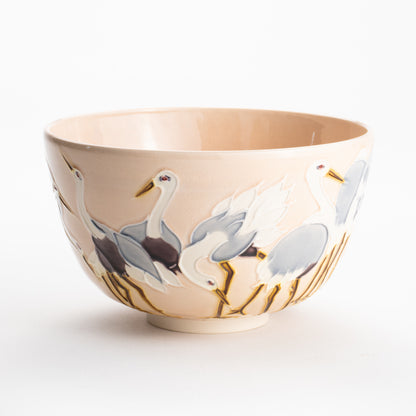 【清水焼】抹茶碗　交趾 立鶴　山本一如 KOTOPOTTER