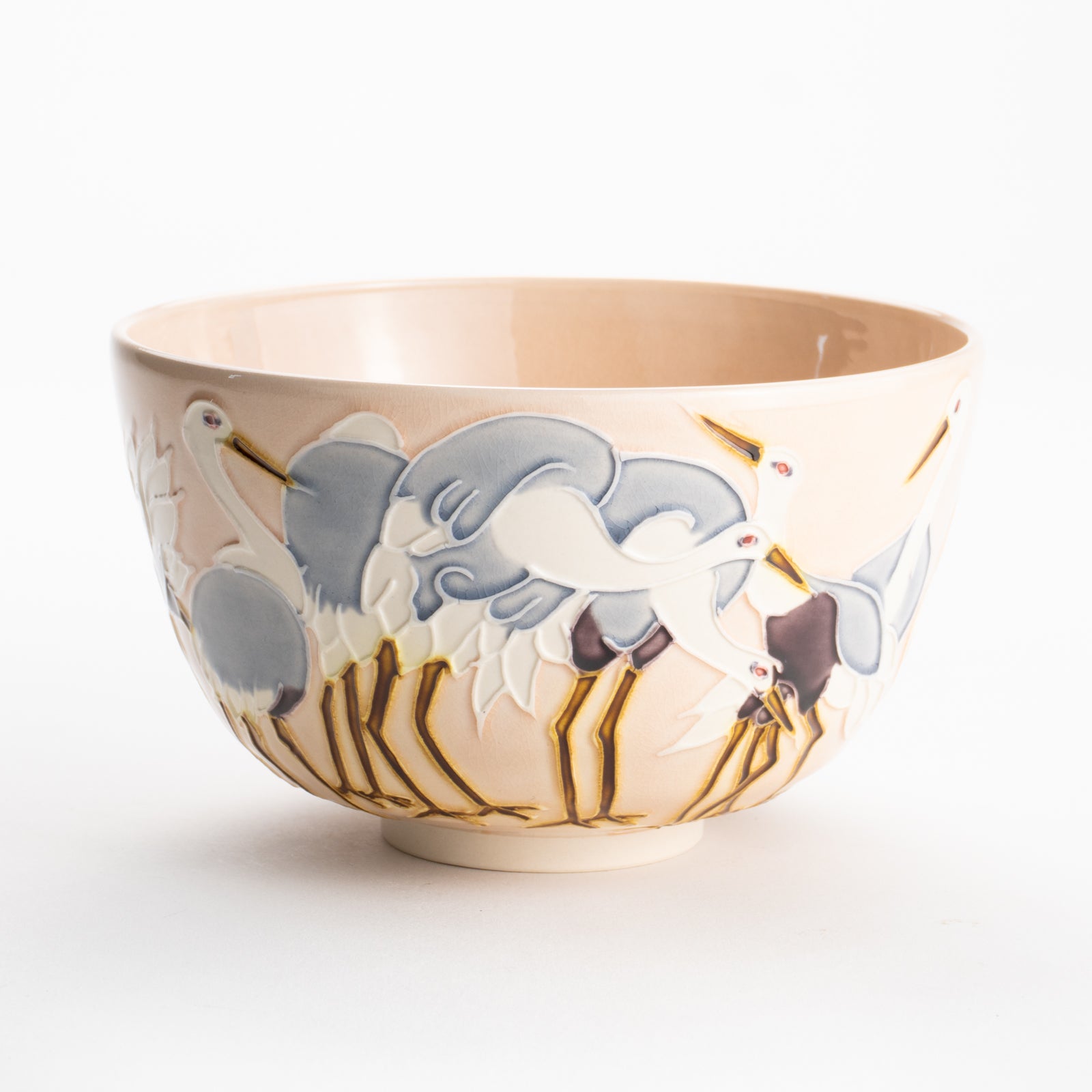 【清水焼】抹茶碗　交趾 立鶴　山本一如 KOTOPOTTER