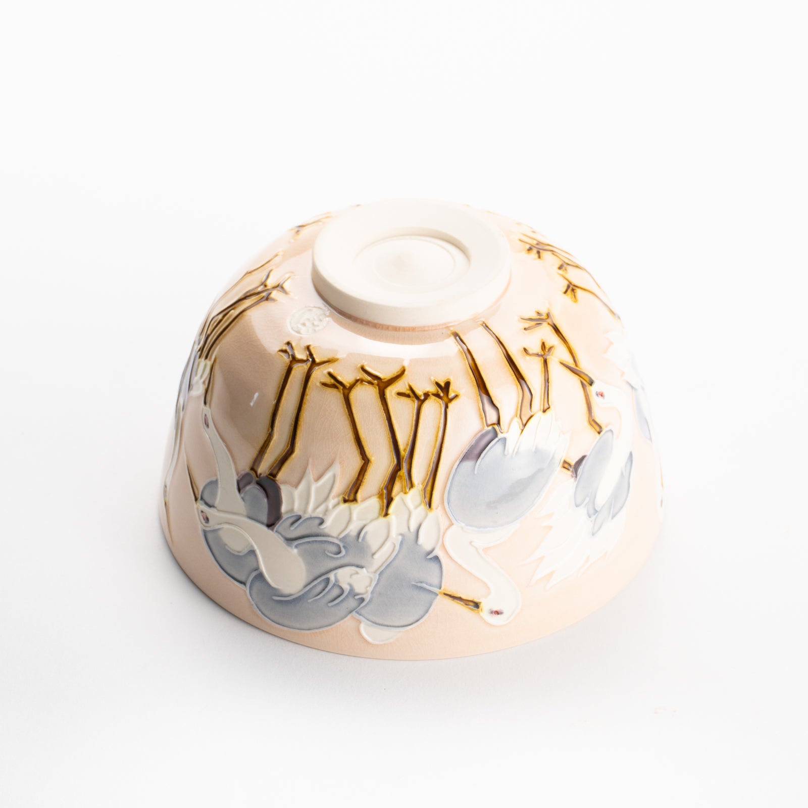 【清水焼】抹茶碗　交趾 立鶴　山本一如 KOTOPOTTER