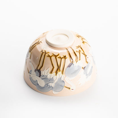 【清水焼】抹茶碗　交趾 立鶴　山本一如 KOTOPOTTER