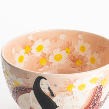 【清水焼】抹茶碗　紫式部と桜 D　山本一如 KOTOPOTTER