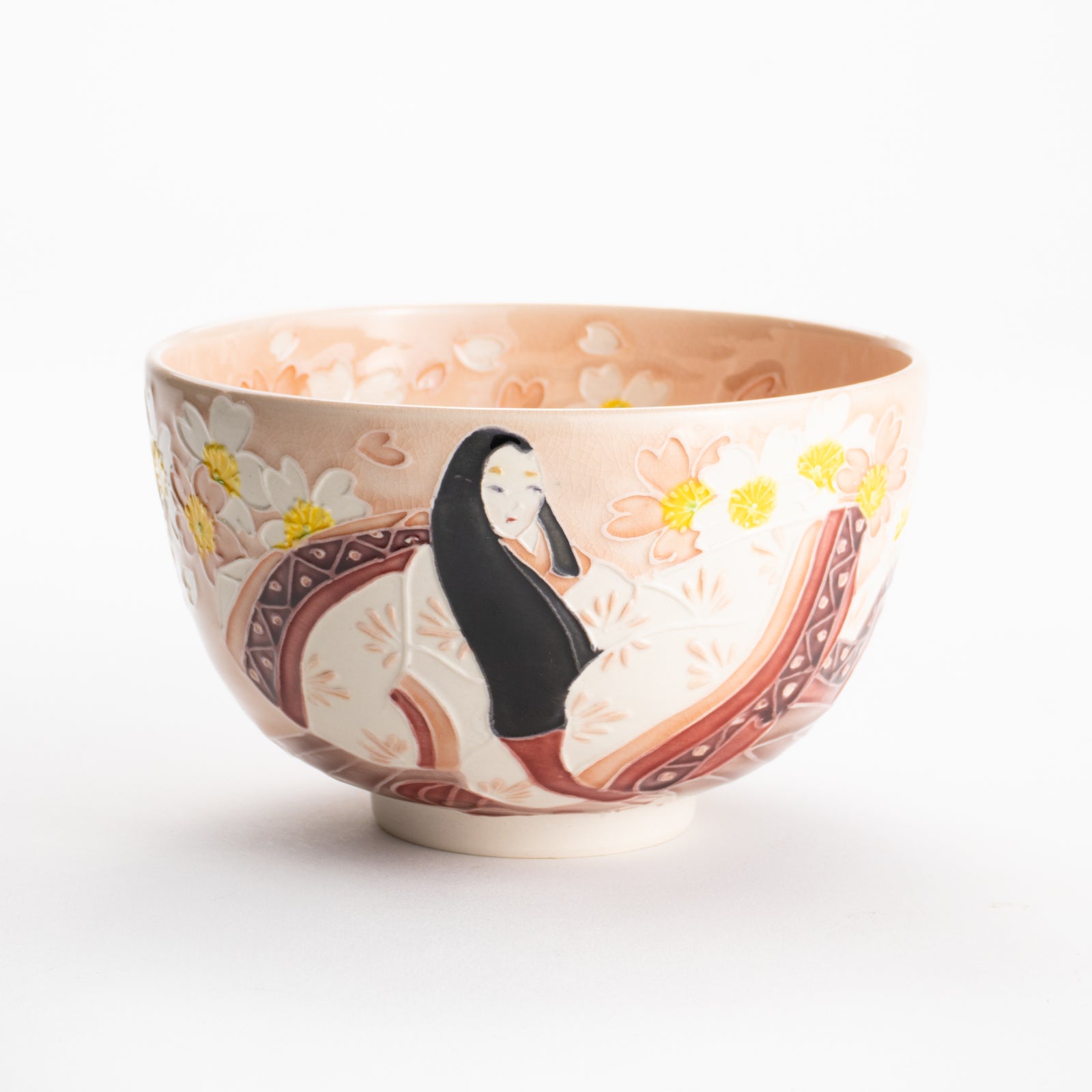 【清水焼】抹茶碗　紫式部と桜 D　山本一如 KOTOPOTTER