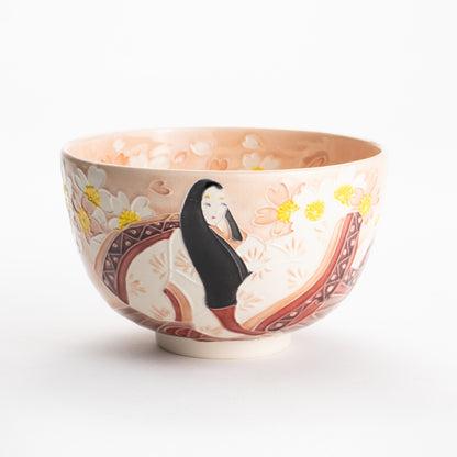 【清水焼】抹茶碗　紫式部と桜 D　山本一如 KOTOPOTTER