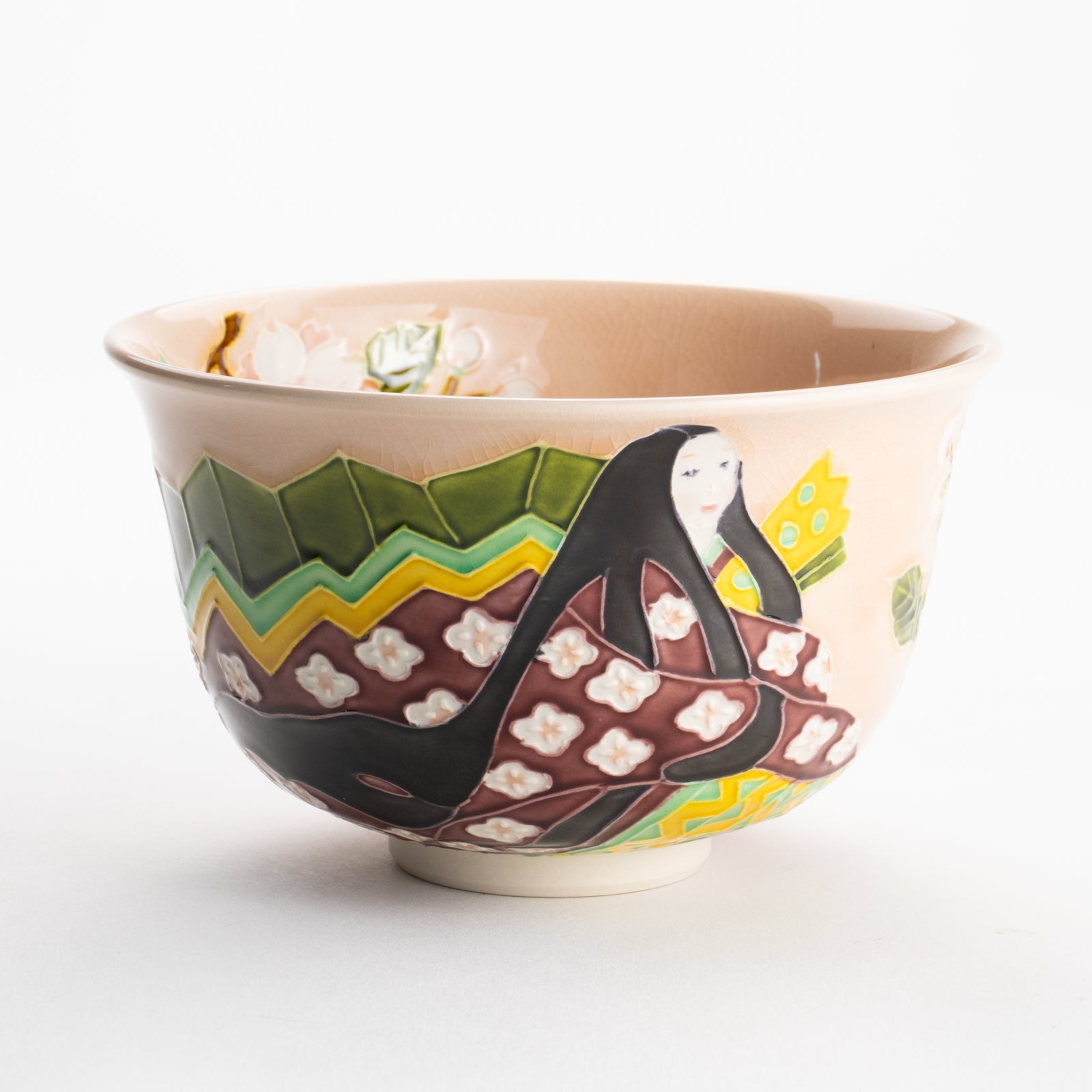 【清水焼】抹茶碗　紫式部と桜 E　山本一如 KOTOPOTTER