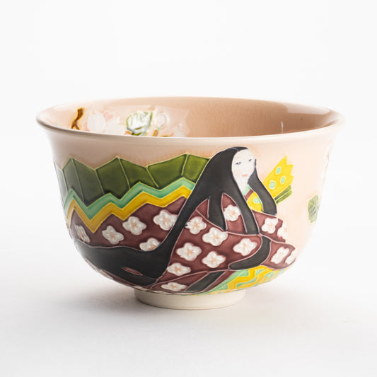 【清水焼】抹茶碗　紫式部と桜 E　山本一如 KOTOPOTTER
