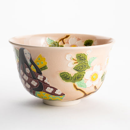 【清水焼】抹茶碗　紫式部と桜 E　山本一如 KOTOPOTTER