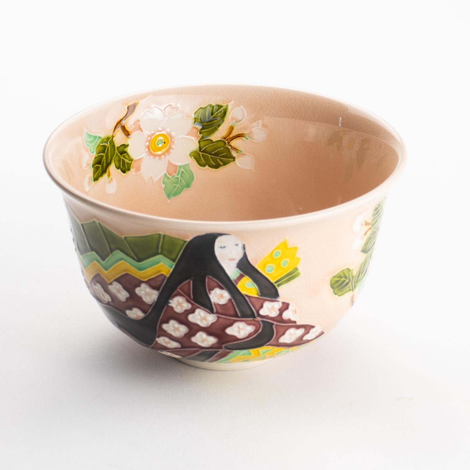 【清水焼】抹茶碗　紫式部と桜 E　山本一如 KOTOPOTTER