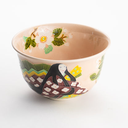 【清水焼】抹茶碗　紫式部と桜 E　山本一如 KOTOPOTTER
