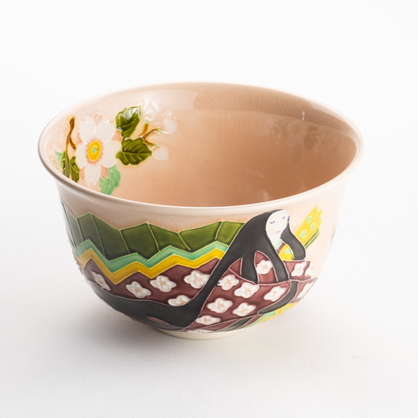 【清水焼】抹茶碗　紫式部と桜 E　山本一如 KOTOPOTTER