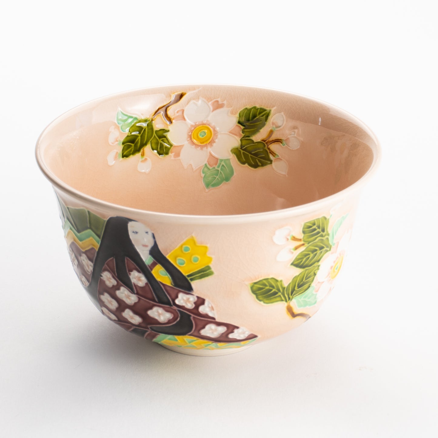 【清水焼】抹茶碗　紫式部と桜 E　山本一如 KOTOPOTTER