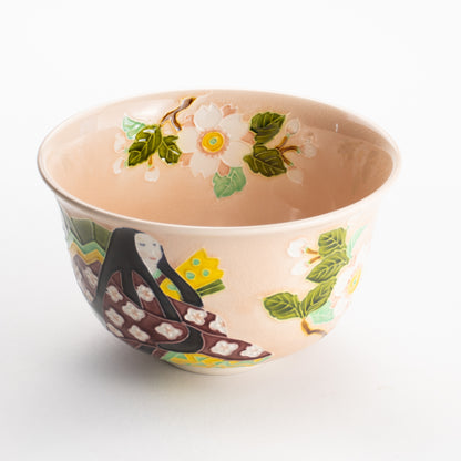 【清水焼】抹茶碗　紫式部と桜 E　山本一如 KOTOPOTTER
