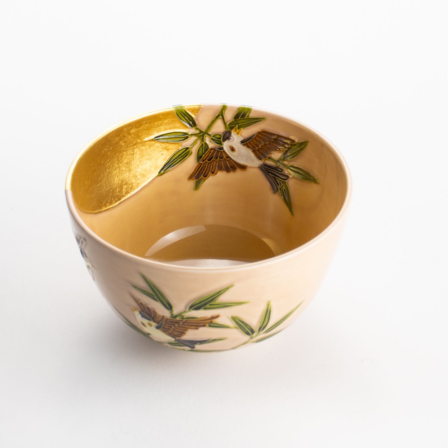 【清水焼】抹茶碗　福良雀に月　山本一如 KOTOPOTTER