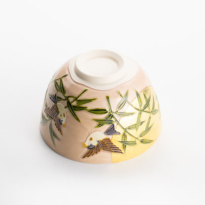 【清水焼】抹茶碗　福良雀に月　山本一如 KOTOPOTTER