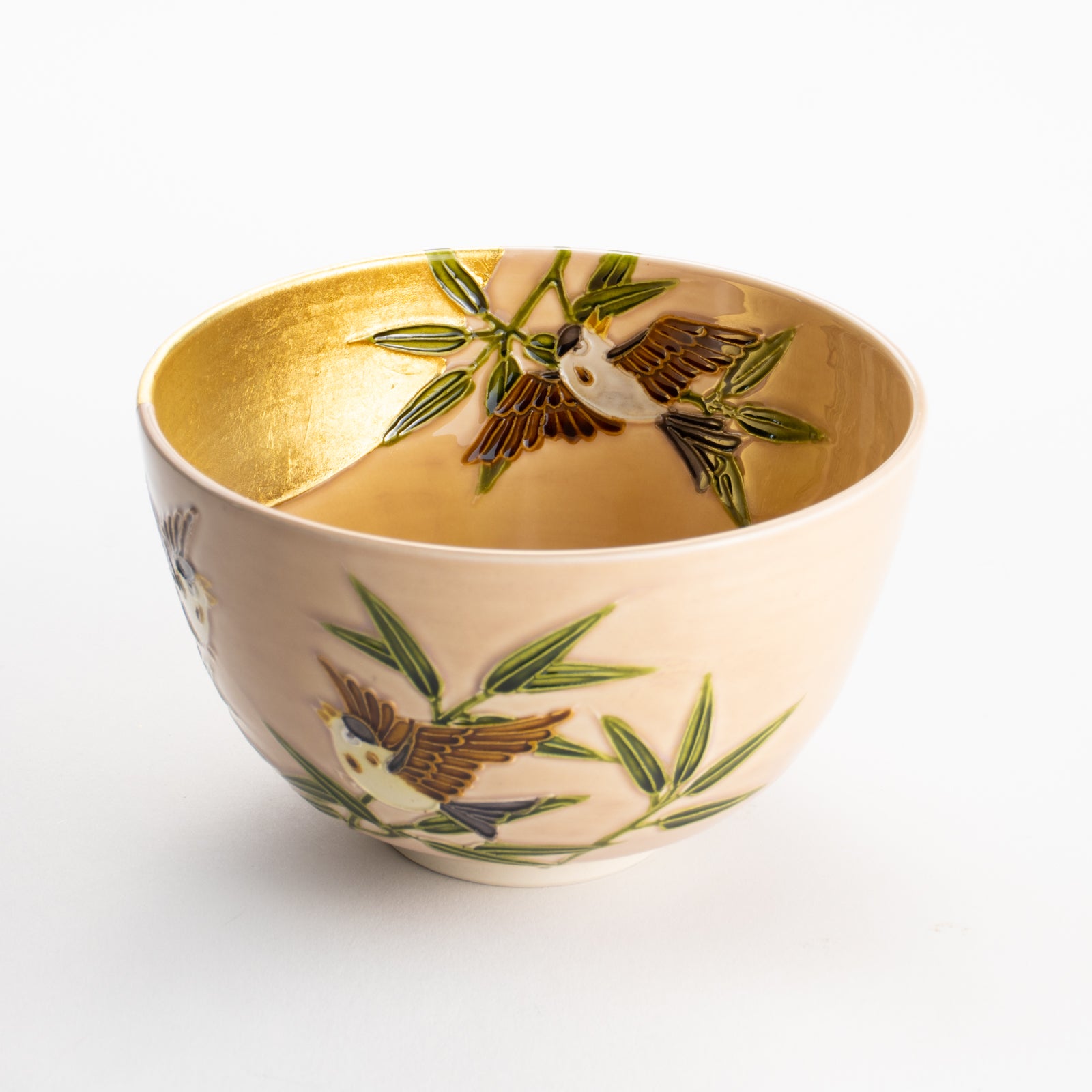 京都清水烧抹茶碗福雀与月｜山本一如｜KOTOPOTTER