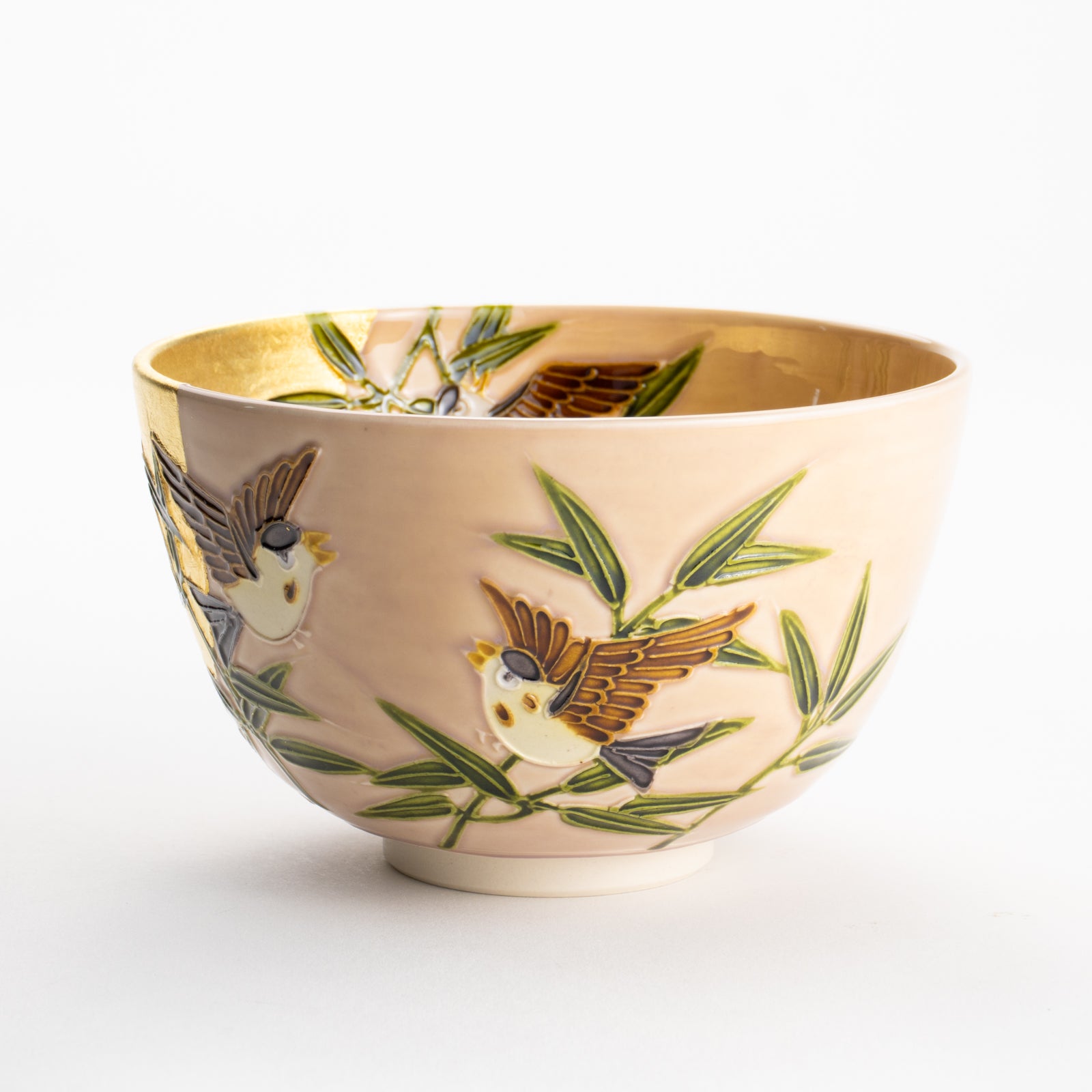 【清水焼】抹茶碗　福良雀に月　山本一如 KOTOPOTTER