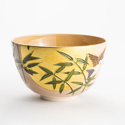 【清水焼】抹茶碗　福良雀に月　山本一如 KOTOPOTTER