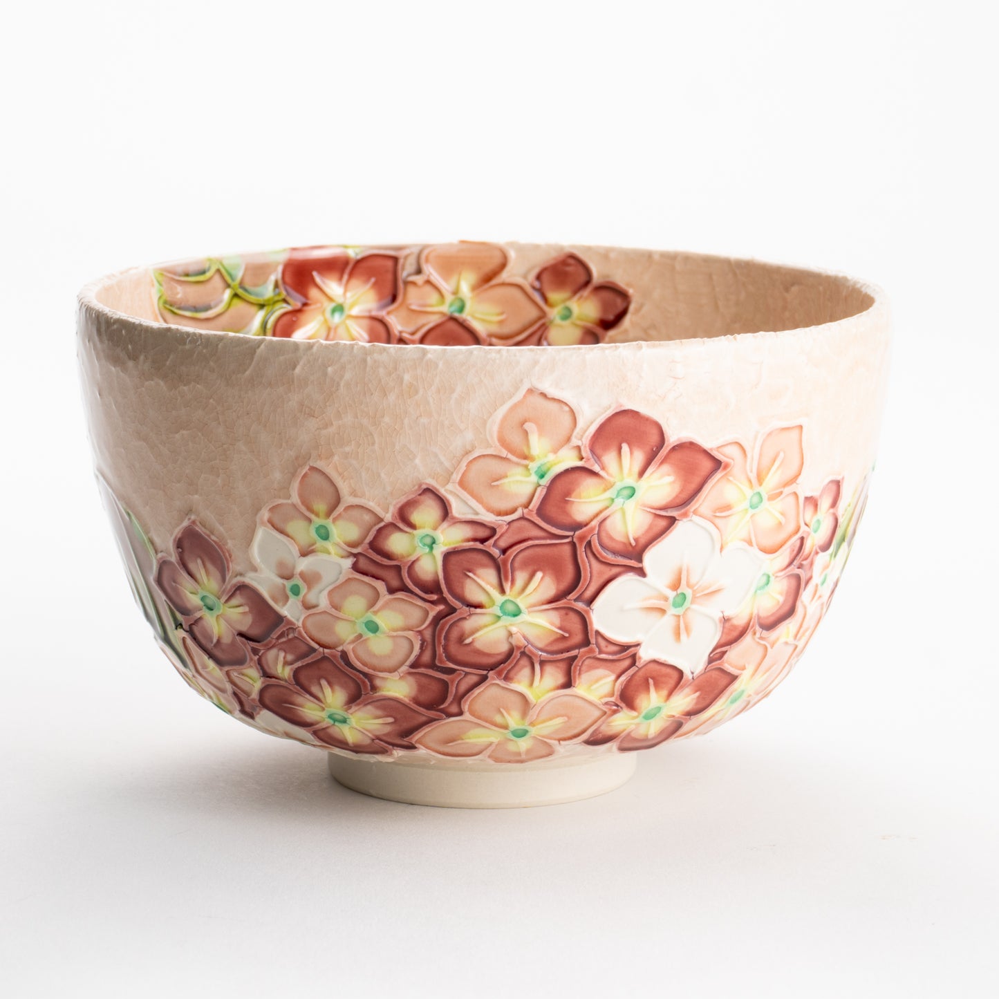 【清水焼】抹茶碗　淡桃交趾 紫陽花　山本一如 KOTOPOTTER