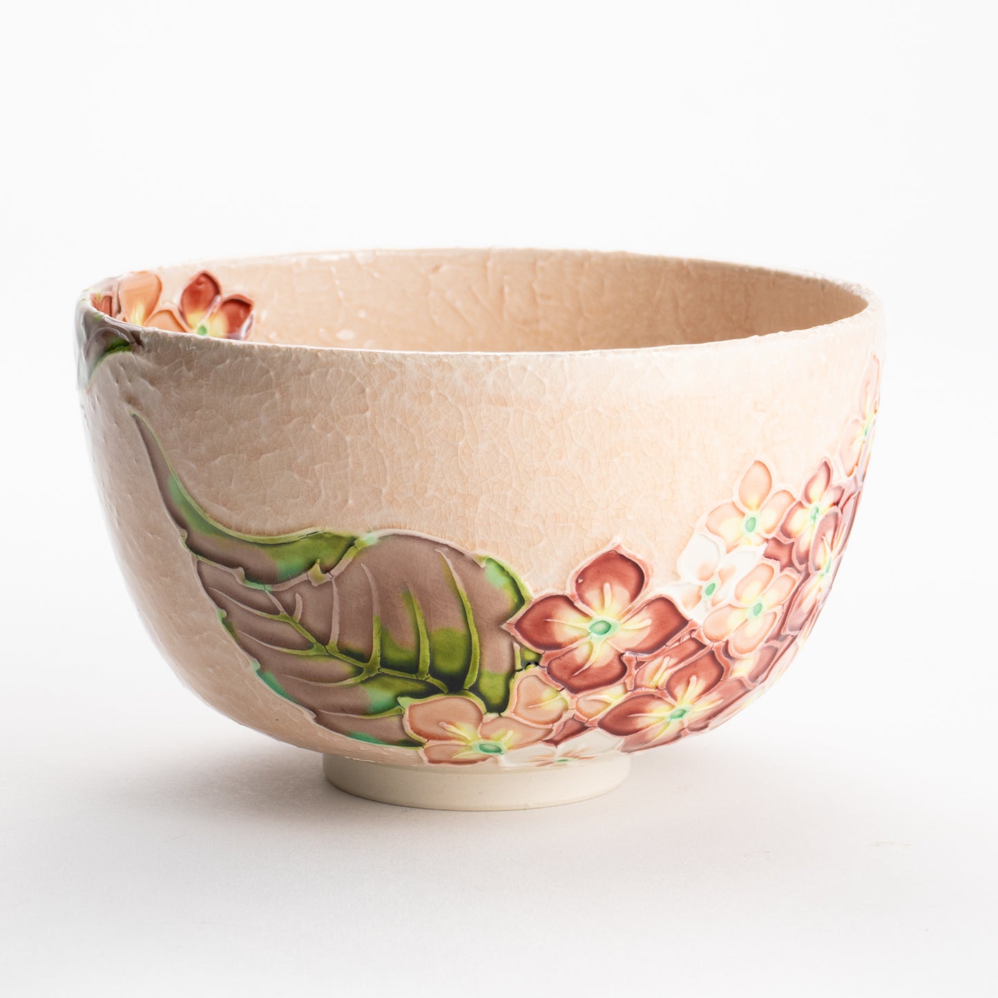 【清水焼】抹茶碗　淡桃交趾 紫陽花　山本一如 KOTOPOTTER