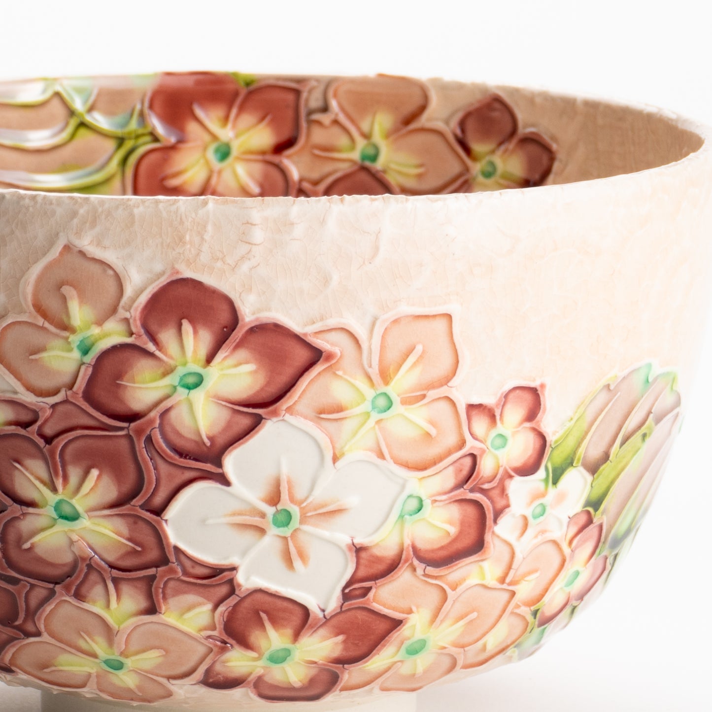 【清水焼】抹茶碗　淡桃交趾 紫陽花　山本一如 KOTOPOTTER