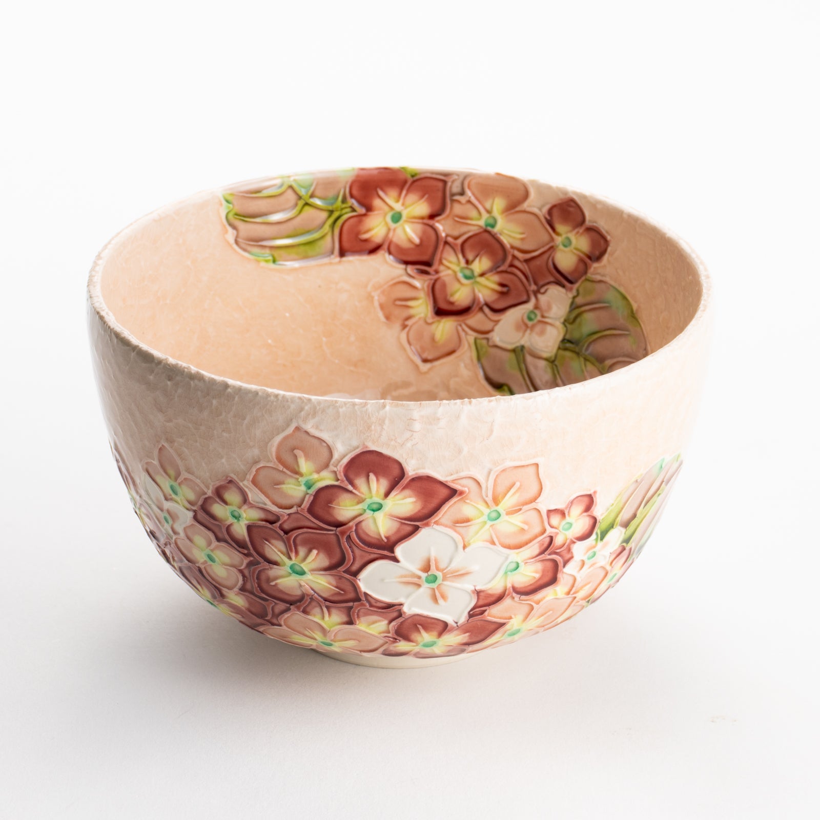 【清水焼】抹茶碗　淡桃交趾 紫陽花　山本一如 KOTOPOTTER