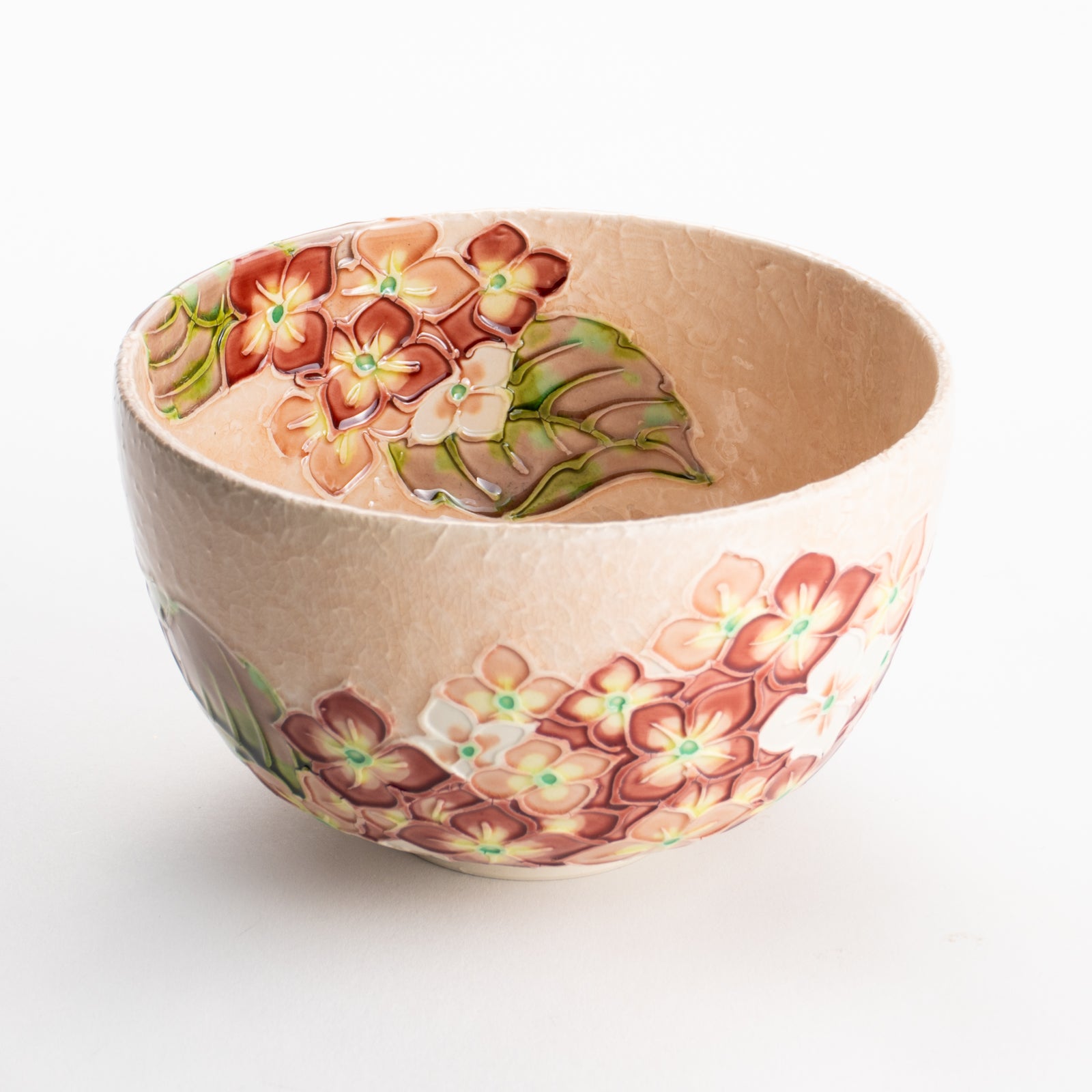 【清水焼】抹茶碗　淡桃交趾 紫陽花　山本一如 KOTOPOTTER