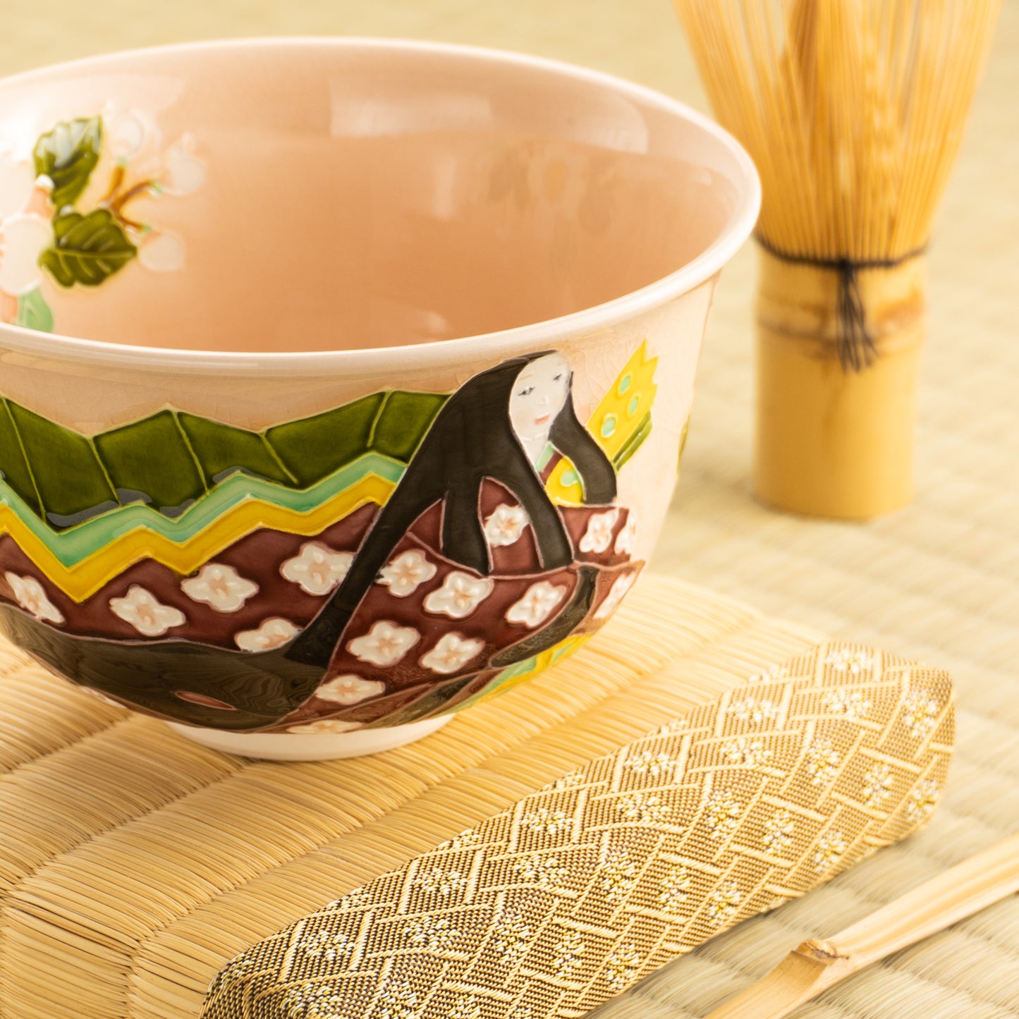 【清水焼】抹茶碗　紫式部と桜 E　山本一如 KOTOPOTTER