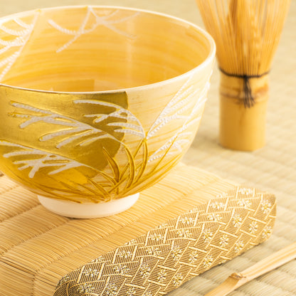 【清水焼】抹茶碗　芒野に金彩月　山本一如 KOTOPOTTER