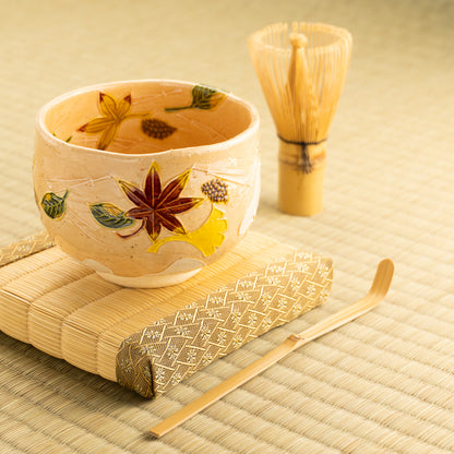 【清水焼】抹茶碗　交趾 吹き寄せ　山本一如 KOTOPOTTER