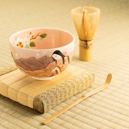 【清水焼】抹茶碗　紫式部と桜 C　山本一如 KOTOPOTTER