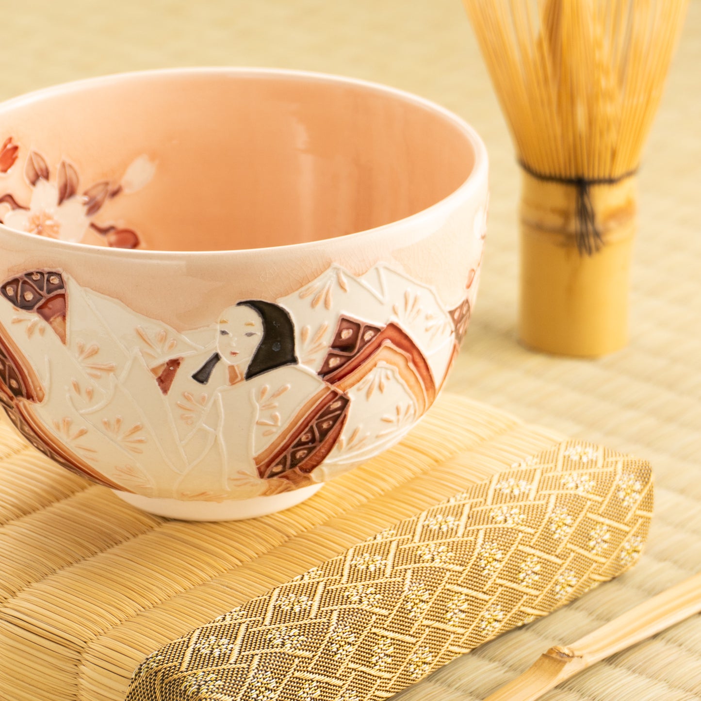 【清水焼】抹茶碗　紫式部と桜 B　山本一如 KOTOPOTTER