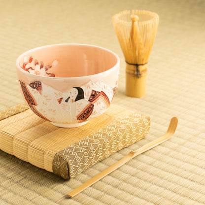 【清水焼】抹茶碗　紫式部と桜 B　山本一如 KOTOPOTTER