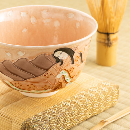 【清水焼】抹茶碗　紫式部と桜 A　山本一如 KOTOPOTTER