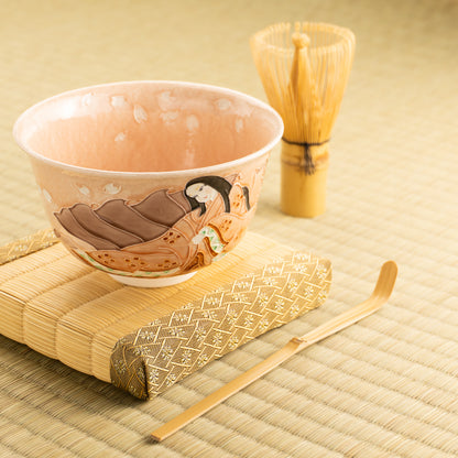 【清水焼】抹茶碗　紫式部と桜 A　山本一如 KOTOPOTTER