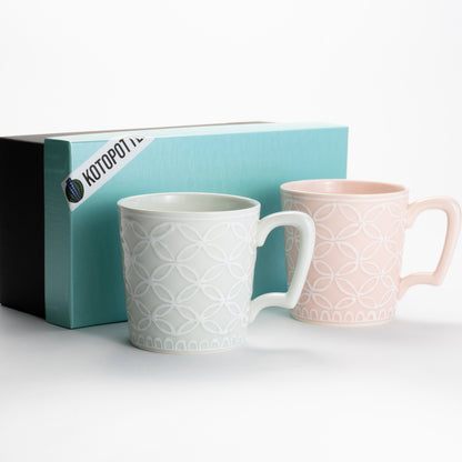 【清水焼】ペアマグカップ　ピンク七宝/白磁七宝　貴古窯 KOTOPOTTER