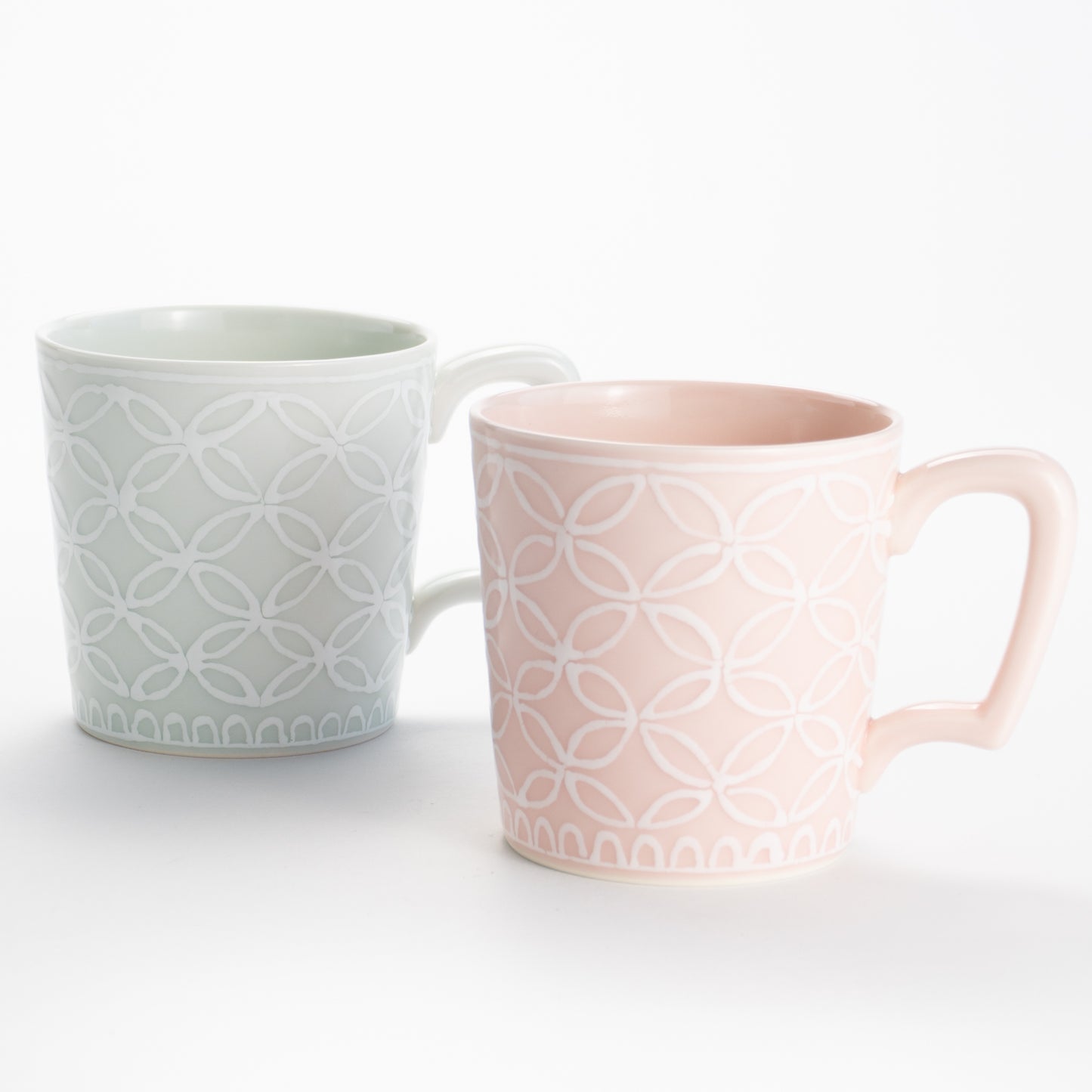 【清水焼】ペアマグカップ　ピンク七宝/白磁七宝　貴古窯 KOTOPOTTER
