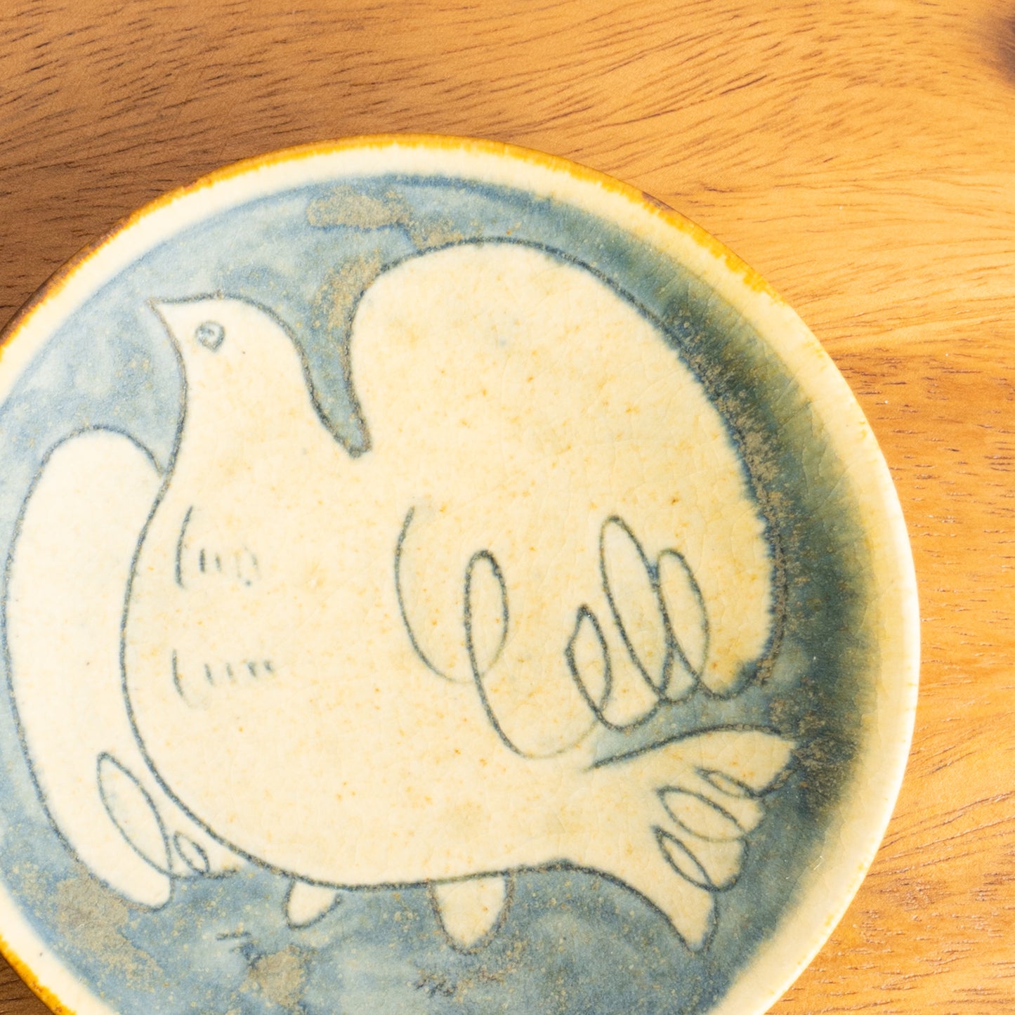 【清水焼】ペア小皿　安南手トリ 黄/白　的場美幸 KOTOPOTTER