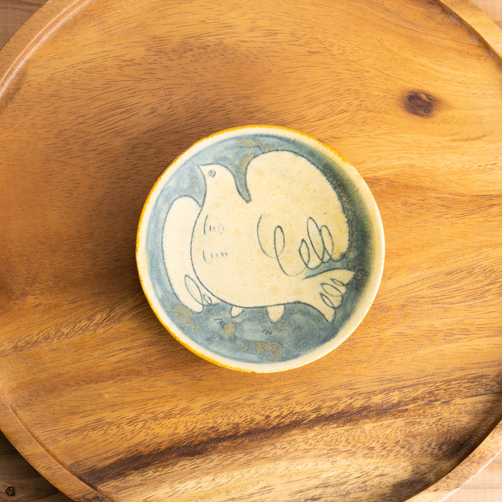 【清水焼】小皿　安南手トリ 黄　的場美幸 KOTOPOTTER