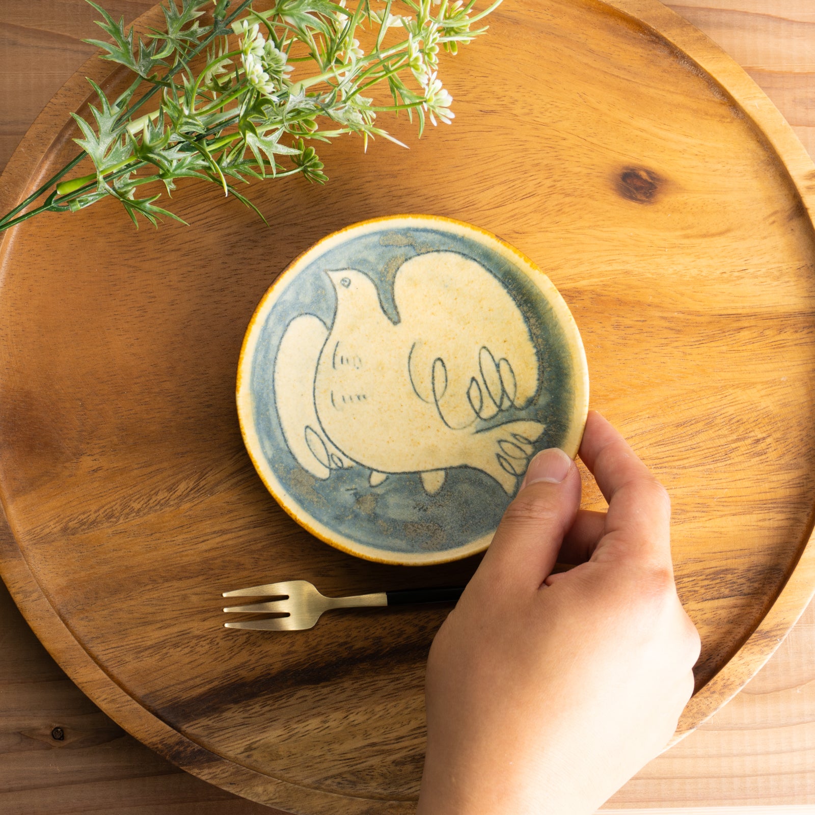 京都 清水焼】小皿 安南手トリ 白 的場美幸｜コトポッター