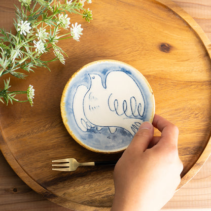 【清水焼】小皿　安南手トリ 白　的場美幸 KOTOPOTTER