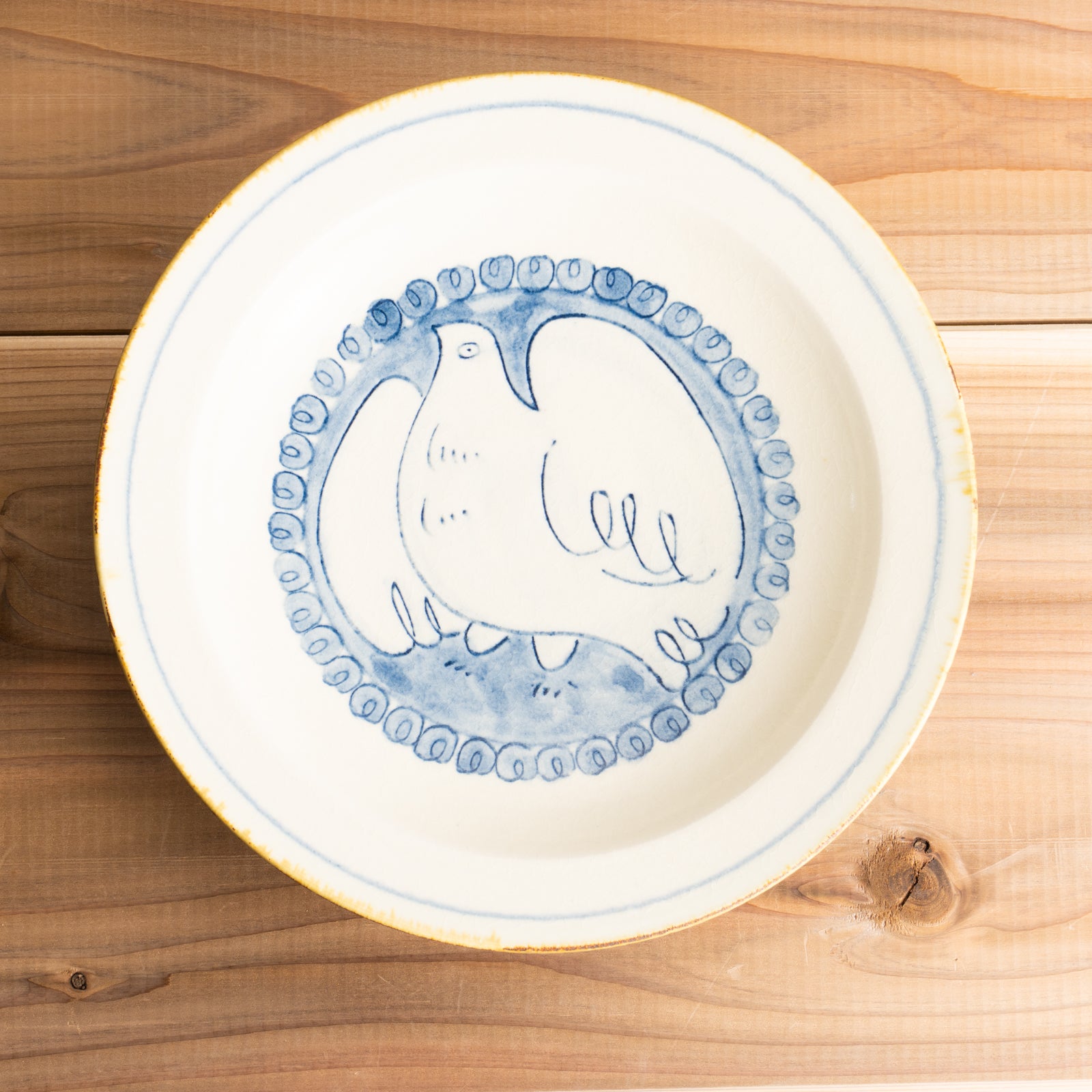 【清水焼】リムプレート　安南手トリ 白　的場美幸 KOTOPOTTER